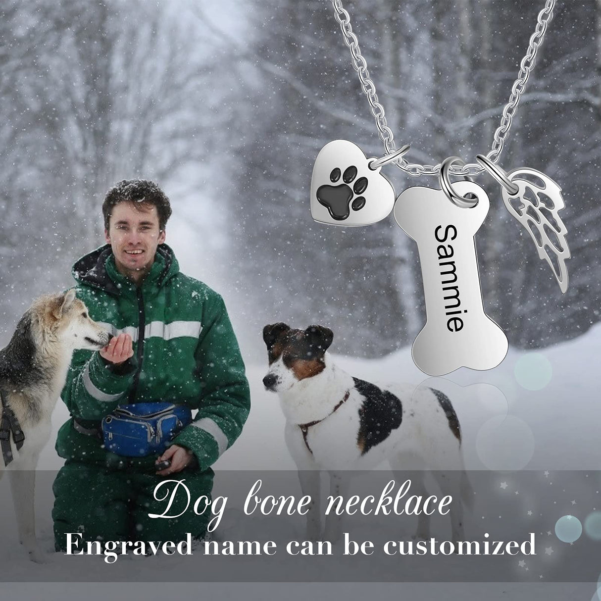 ALBERTBAND Dog Necklace for Women Personalized Dog Paw Charm Pendant Necklace -Dog Bone Memorial Necklace Custom Name Necklace Mom Gifts for Your Lover Pet