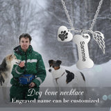 ALBERTBAND Dog Necklace for Women Personalized Dog Paw Charm Pendant Necklace -Dog Bone Memorial Necklace Custom Name Necklace Mom Gifts for Your Lover Pet