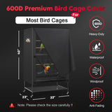 Zettum Bird Cage Cover - 600D Bird Cage Covers for Night Heavy Duty & Waterproof, Fade-Resistant Pet Bird Cage Cover Accessory for Parakeet, Parrot, Cockatiel and More Finches - 33 x 23 x 40 Inch