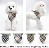 Spring 5PCS Dog Bandanas with Buttons - Thick Triangle Bibs Dual Layer Soft Cotton Scarf for Small Medium Large Boy Girl Puppy Cat Pet Plaid Kerchief Costumes Outfits