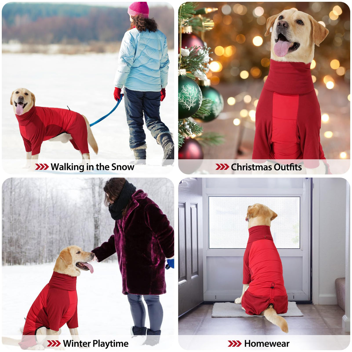 Dotoner Dog Sweater Warm Fleece Pullover Winter Sweatshirt with Turtleneck Leash Opening Waterproof Back Four Leg Cozy Clothes for Medium Large and Small Dogs