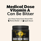 Medical-Strength Hair Skin & Nails Dog Chews | Vitamin A Retinol & B3 Niacinamide for Dogs | EPA Omega 3 for Dog | Relieve Itching, Flaky Skin & Brittle Nails | 90 Chews