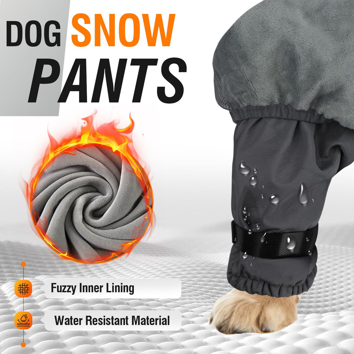 Dog Snow Pants,Puppy Snow Clothes for Winter,Full Body Dog Coat,Puppy Snowsuit with Out Boots,Adjustable Suspender Suits for Outdoor Walking & Paw Protectors