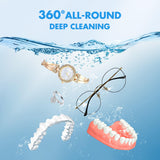 KUNPHY Ultrasonic Jewelry Cleaner, Jewelry Cleaner Machine 12oz 46KHz, Professional Sonic Cleaner with One-Touch Operation, Ultrasonic Cleaner for Rings, Glasses, Jewelry, Dentures White