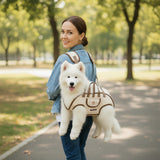 GQIRIL Dog Sling Backpack Carriers - Adjustable Pet Lift Harness Gear, Breathable Dogs Carrying Lifting with Traction Leash Shoulder Straps and Treat Bag for Walking Hiking Travel (XL, 18-23lbs)