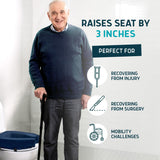 Lunderg Toilet Seat Riser for Seniors - Adds 3 inches. Universal Fit - FIRM Raised Toilet Seat Cushion with High-Density Foam for enhanced Comfort & Elevation. Post-Surgery Must have (Blue)