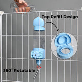 Vannon Top Fill Small Animal Water Dispenser for Cage, 23oz Auto Feeding Crate Water Bottle for Rabbit, Chinchilla, Ferret, Guinea Pig, Squirrel, Hedgehog, Pet Nozzle Diameter: 10mm, BPA Free, Blue