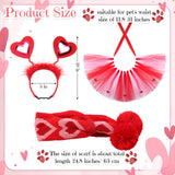 SilTriangle 3 Pieces Valentines Day Dog Costume Set Including Red Love Headband Valentines Dog Tutu Dress Cute Pet Tutu Red Pet Scarf for Medium Animal Holiday Outfit Accessory