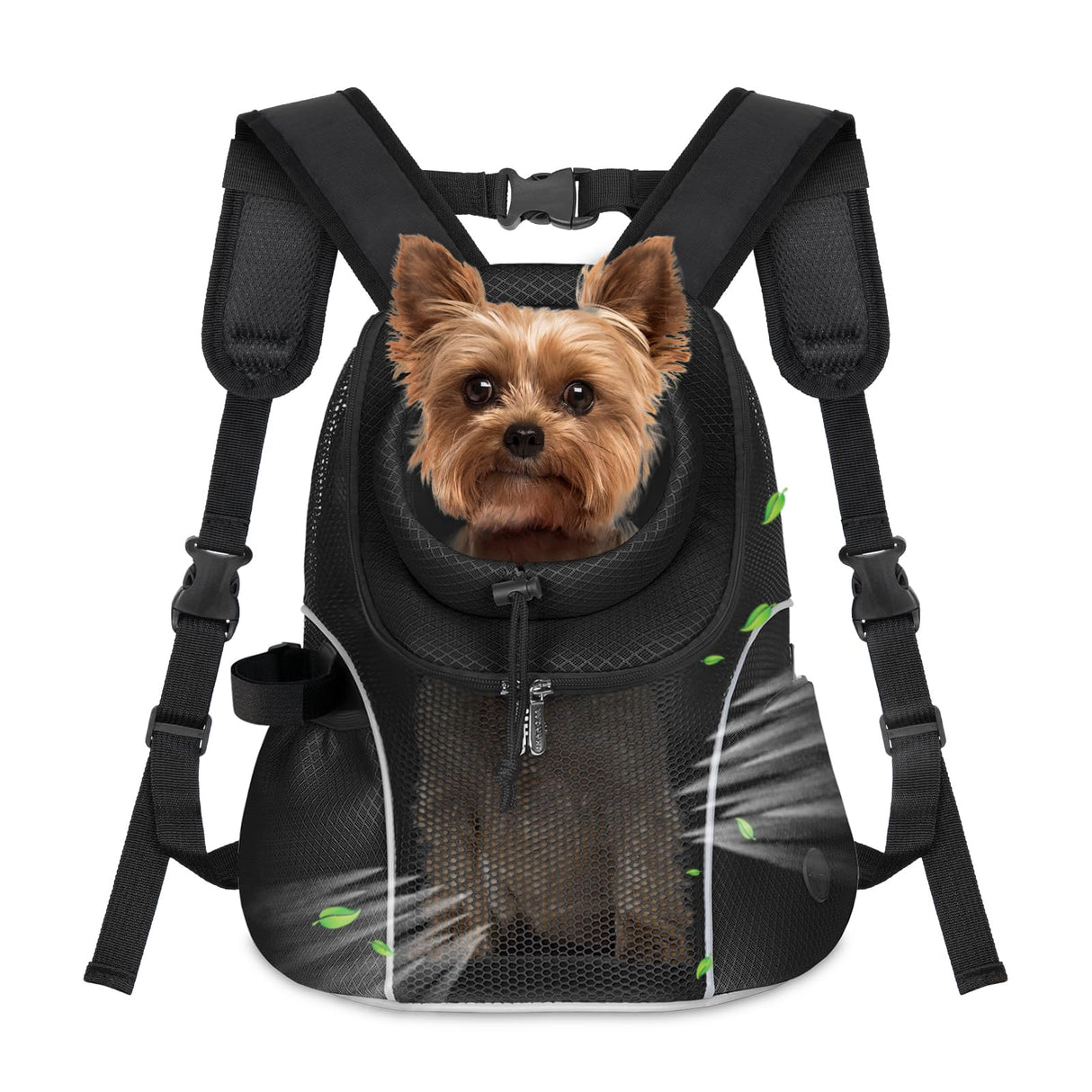 WOYYHO Pet Dog Carrier Backpack Small Dog Front Backpack Ventilated Mesh Dog Travel Back Pack with Safety Belt for Travel Hiking Cycling Outdoor Use (S (2-4.5 lbs), Black)