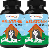 Vitamatic Melatonin for Dogs – 6 mg – 120 Chewable Tablets (Pack of 2) Beef Flavored – Natural Calming Support – Non-Habit Forming – Veterinarian Formulated