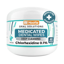 Load image into Gallery viewer, Nootie Medicated Dental Wipes for Dogs, Cleans Teeth and Freshens Breath for Dogs - Prevents Plaque and Tartar Dog Oral Care, 60 Count
