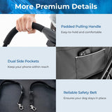 Double Dog Stroller, Foldable 3-in-1 Cat Strollers with 2 Detachable Carriers, Safety Belt, Washable Cover, Removable Pads, 4 Wheels Travel Pet Stroller for Small Medium Dogs(Grey)