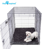 Paw Inspired Washable Padded Crate Mats for Dogs | 41” x 28” Pad, Fits 42-inch Kennels | Leakproof, Waterproof Bottom, Plush Pet Beds (Gray)