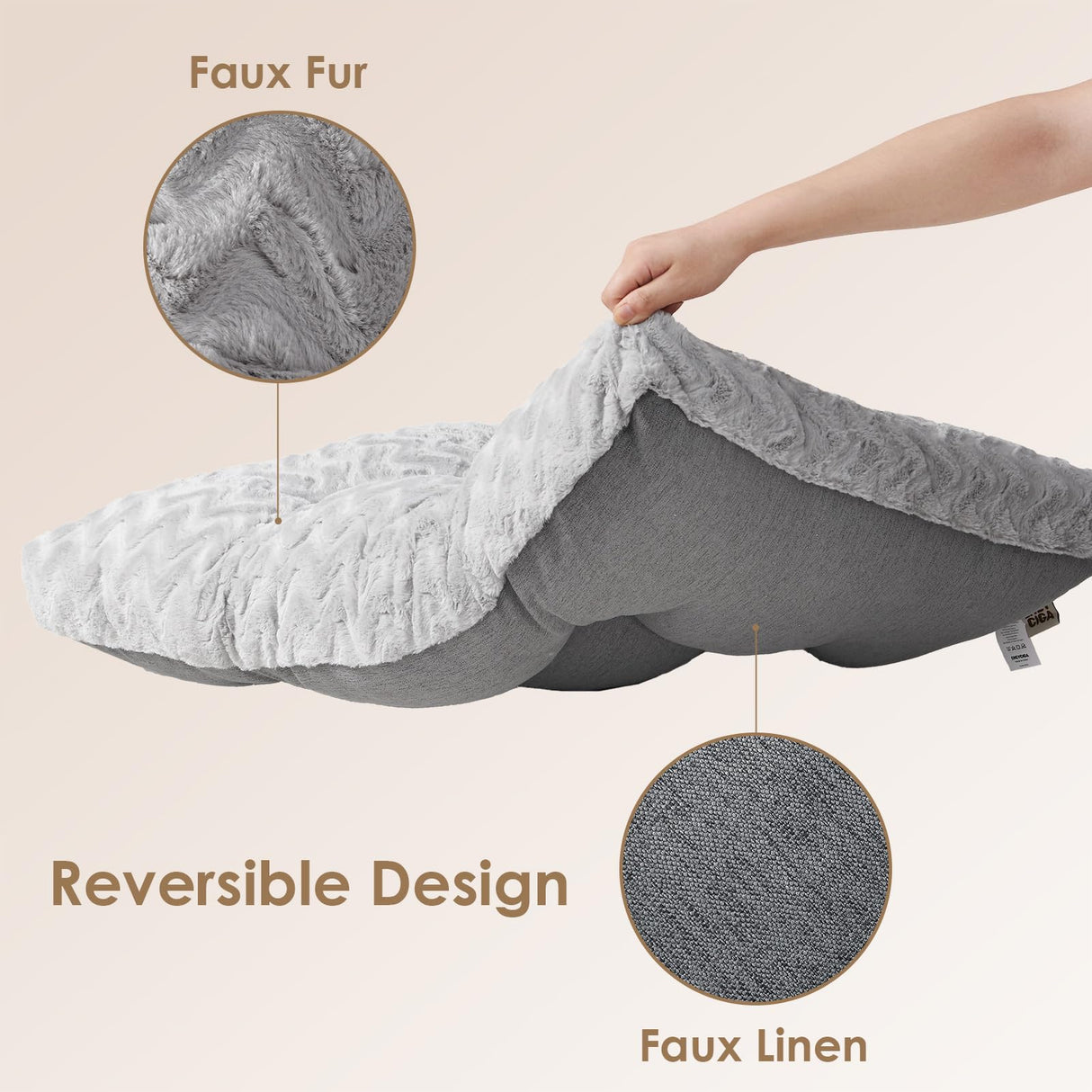 EHEYCIGA Washable XL Dog Bed for Crate 41x27 Inch, Reversible Kennel Pad for Extra Large Dogs Weight Up to 75 lbs, Plush and Comfy Pet Sleeping Mat, Grey