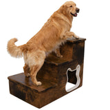 Dog Stairs for Large Dogs,Wooden Dog Steps for High Bed,24.4" Non-Slip Pet Stairs Up to 180LB,Pet Ramps for Small Medium Large Pet (Tiger, Small, 3)