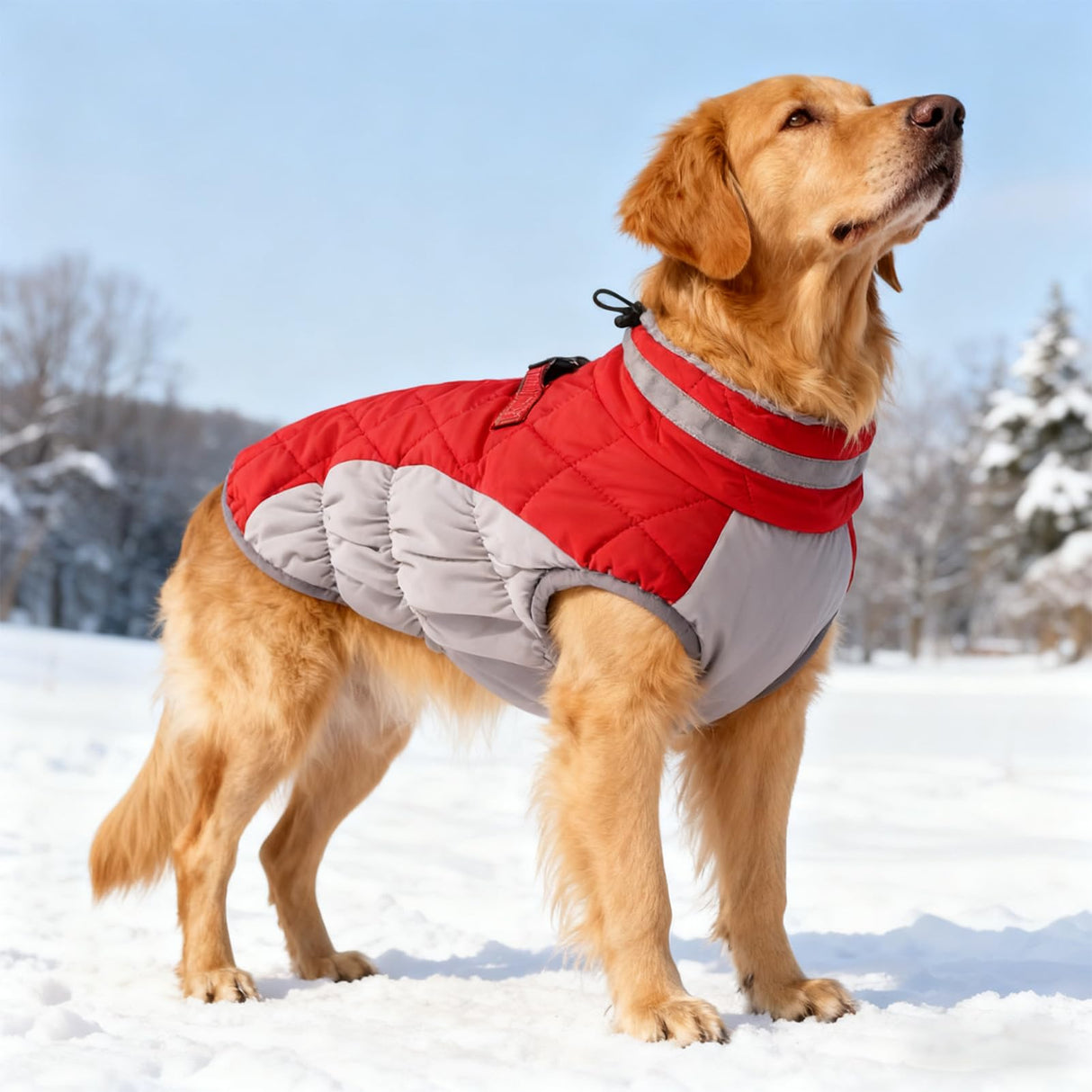 Haofy Dog Winter Coat, Reflective Strip Zipper Windproof Warm Jacket for Small Medium Large Dogs, with Built in Safety Belt for Cold Weather (S)