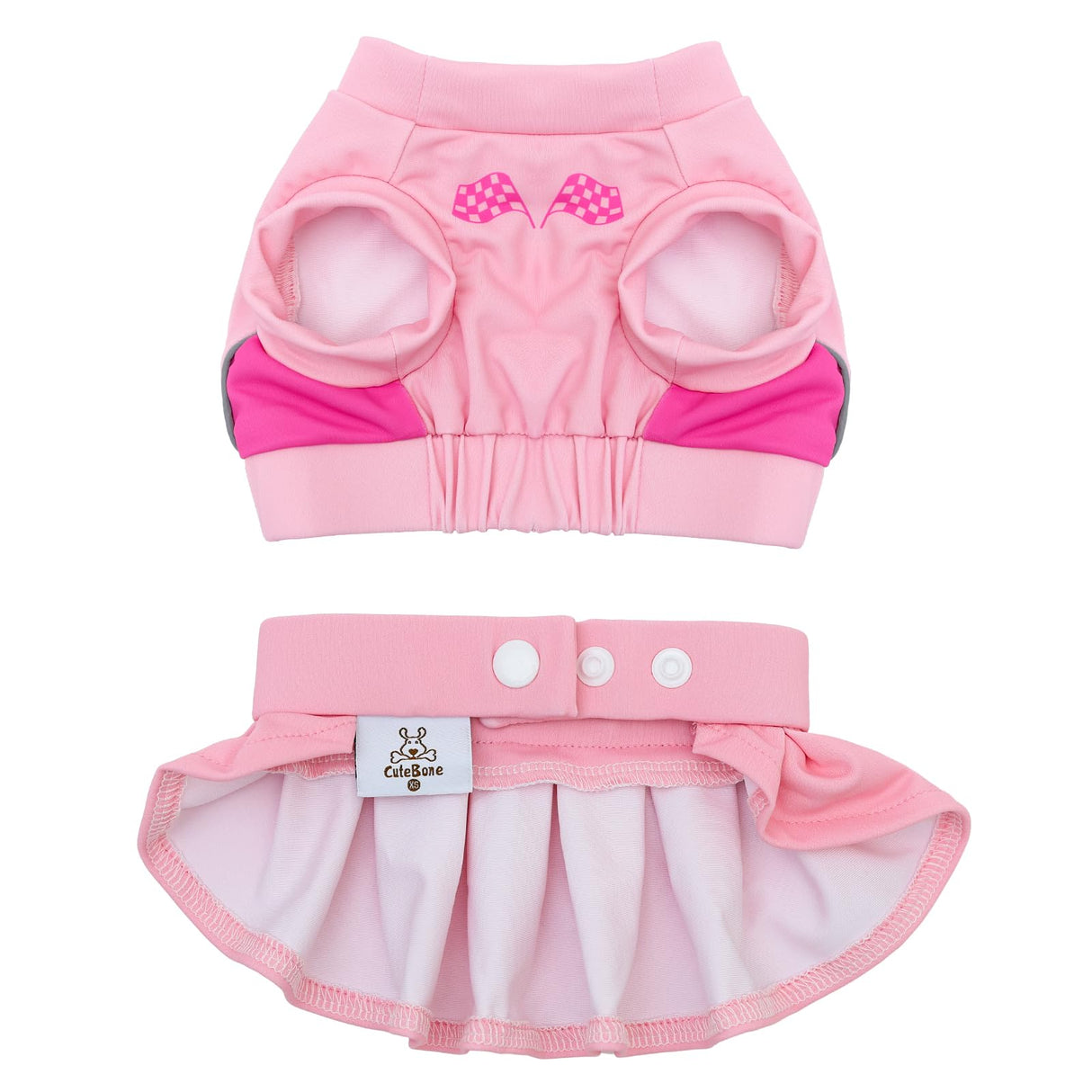 CuteBone Pet Cheerleader Costume Two Piece Cheer Dog Dress Pink Clothes - Sports Outfit for Small Dogs & Cats - Comfortable, Stylish, Easy to Wear - Great for Game Days, Parties and Photos LLD01M