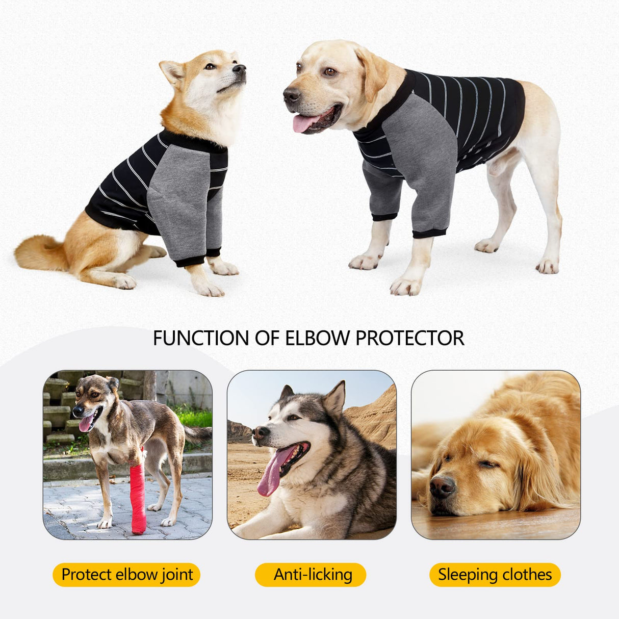 Anti-Licking Dog Shirt, Long Sleeve T-Shirt for Pets After Surgery, Prevent Scratching Hoodie for Dogs BlackGrey 2X-Large