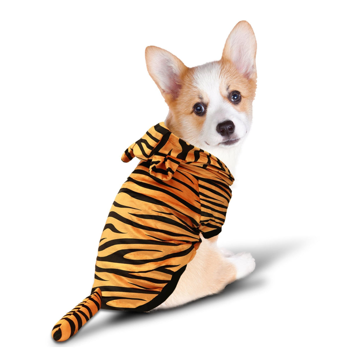 DELIFUR Dog Tiger Costume - Dog Funny Hooded Halloween Cosplay Funny Costume for Small Medium Dogs Pet Special Events Photo Props Accessories (Yellow, X-Large)