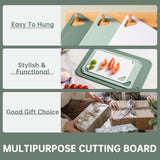 Plastic Cutting Board Set of 3-Cutting Boards for Kitchen BPA Free, Large-Small Chopping Boards Non-Slip for Cooking Camping Dishwasher Safe, Reversible, with Grip Handle, 15"×10"×0.25" Green