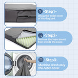 Vonabem Outdoor Waterproof Dog Bed Washable, XL Large Crate Pad 42 inch, Wipeable Leather Pet beds with Removable Cover, Foam Orthopedic Anti-Slip Kennel Pads Reversible, 41"x27" Grey