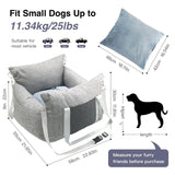 HAZOOWILL Pet Car Booster Seat for Small Dogs up to 25 lbs with Safety Straps, Storage Pockets, Travel Carrier Bed with Detachable Cover, Machine Washable (Light Gray)