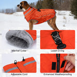 Yoochee Dog Coat, Warm Dog Winter Coat for Small Dogs, Waterproof Jacket with Harness Built in, Reflective Turtleneck Cold Weather Coats with Zipper,Pet Fleece Vest Snow Jacket, Orange S