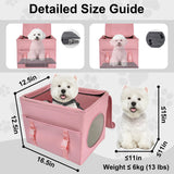 Dog Car Seat for Small Dogs, up to 13lbs, Foldable Dog Car Booster Seat with Non-Slip Bottom, Safety Tether and Storage Pocket, Comfortable Waterproof Fabric, Breathable Mesh Windows, Pink