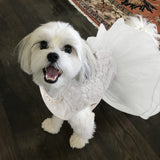 ASENKU Dog Dress, Dog Wedding Dress, Pet Lace Princess Dress with Bows for Wedding Birthday Party, Puppy Formal Apparel with Pearl Necklace for Medium Large Dogs (White, Large)