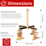 Agape Rotating Parrot Perch Toy with Chew Toy, Natural Wooden Perch Stand for Small & Medium Birds, Bird Cage Accessory with Exercise Wheel for Parakeets Cockatiels Lovebirds Conures Finches Budgies