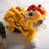 Chinese Lion Dance Dog Costume, Chinese New Year Dog Outfit, Spring Festival Dogs Costume Clothes Hoodies Coat for Small Dogs (Yellow, Medium)