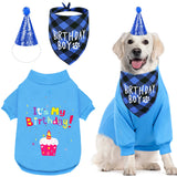 GreenJoy Dog Birthday Party Outfit Decoration Set Supplies - Birthday Bandana, Sweater & Party Hat Gift for Small, Medium & Extra Large Dogs Girl and Boy (Small, Birthday Blue)