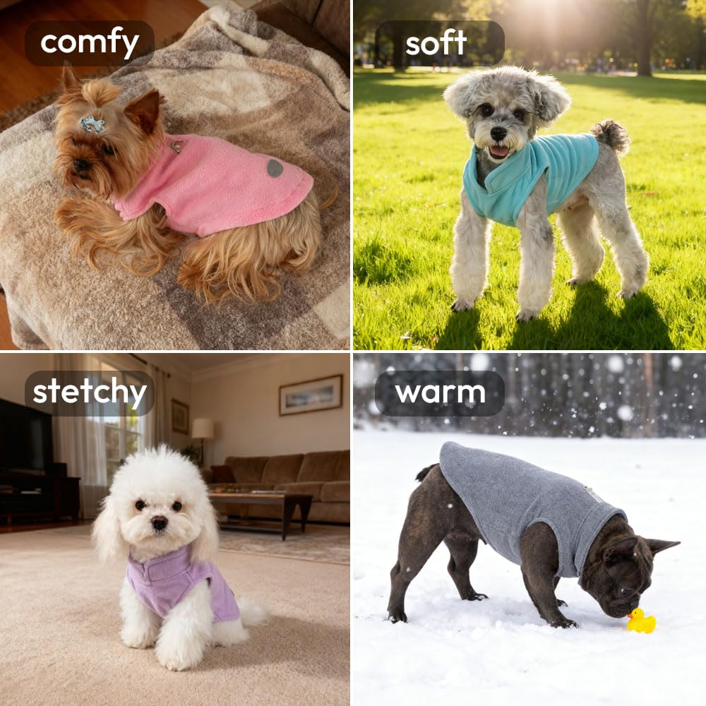 BAOBICUTE 2Pack Fleece Dog Sweater Vest with Leash Ring Pullover Dog Clothes Sweaters for Small to Large Dogs with Reflective Strip Puppy Clothes Sweater Soft Lightweight Jacket for Fall/Spring/Winter