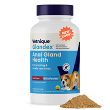 Load image into Gallery viewer, Vetnique Glandex Dog Fiber Supplement Powder for Anal Glands with Pumpkin, Digestive Enzymes &amp; Probiotics - Vet Recommended (Regular or Advanced Strength) - Boot The Scoot (4.0oz Powder, Beef Liver)
