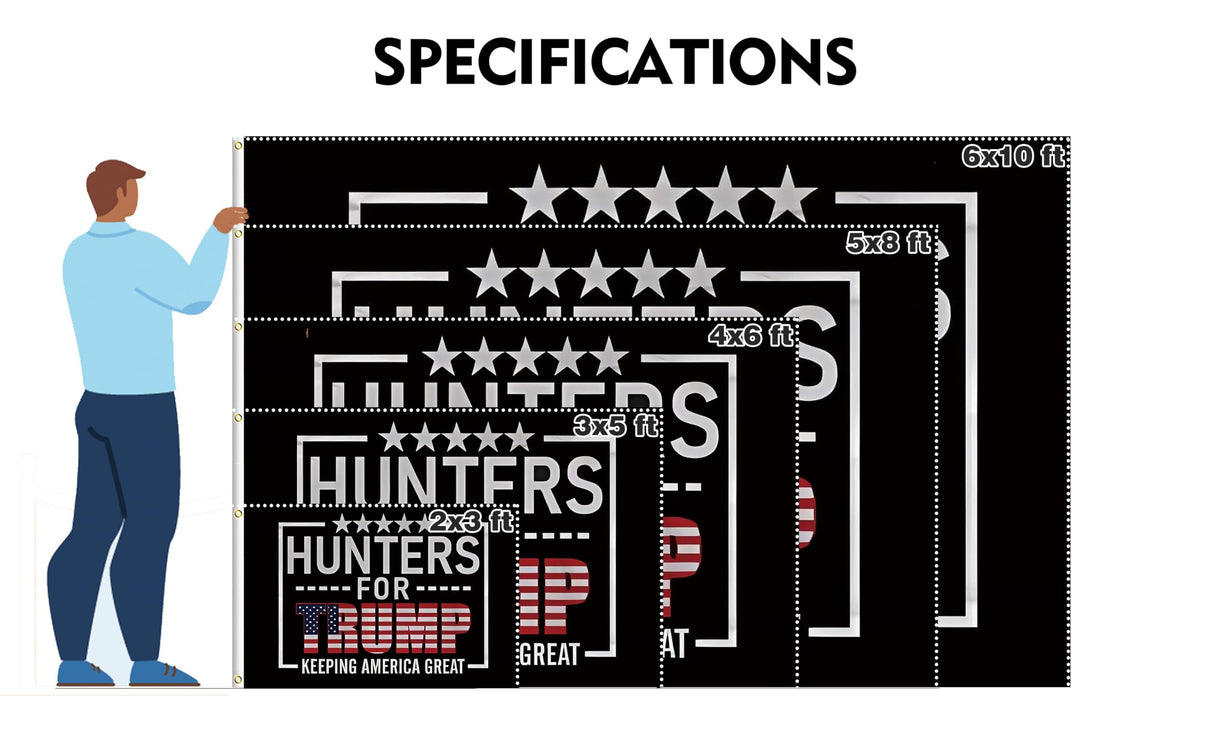 Hunters For Trump Flag 3x5FT Trump 2024 Flag President Election Supporter Fans Patriotic MAGA Banner With 2 Brass Grommets Outdoor Indoor (Hunters, 3x5ft)