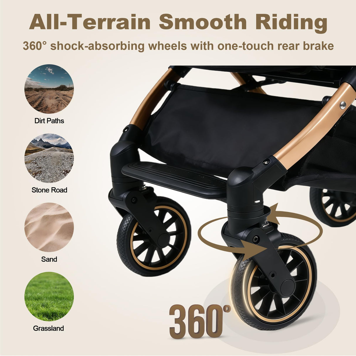 PAWPUBBY Dog Stroller for Small Dogs & Cats, 3-in-1 Pet Stroller with Detachable Carrier, Foldable Lightweight Pet Stroller with 360° Wheels, Classic Brown