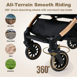 PAWPUBBY Dog Stroller for Small Dogs & Cats, 3-in-1 Pet Stroller with Detachable Carrier, Foldable Lightweight Pet Stroller with 360° Wheels, Classic Brown