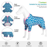 LovinPet Large Dog Jumpsuit, Dog Pjs, Lightweight Stretchy Fabric, Blue Octopus Print Dog Jumpsuit, Onesies for Dogs, Pitbull Shirt, Pajamas for Pitbulls, Easy to Wear Large Dog Clothes,2XL