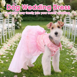 ASENKU Dog Dress, Dog Wedding Dress Skirt with Detachable Hemline, Princess Lace Puppy Christmas Birthday Party Outfit Formal Costume with Sequins Bow for Small Dogs (Pink, X-Small)