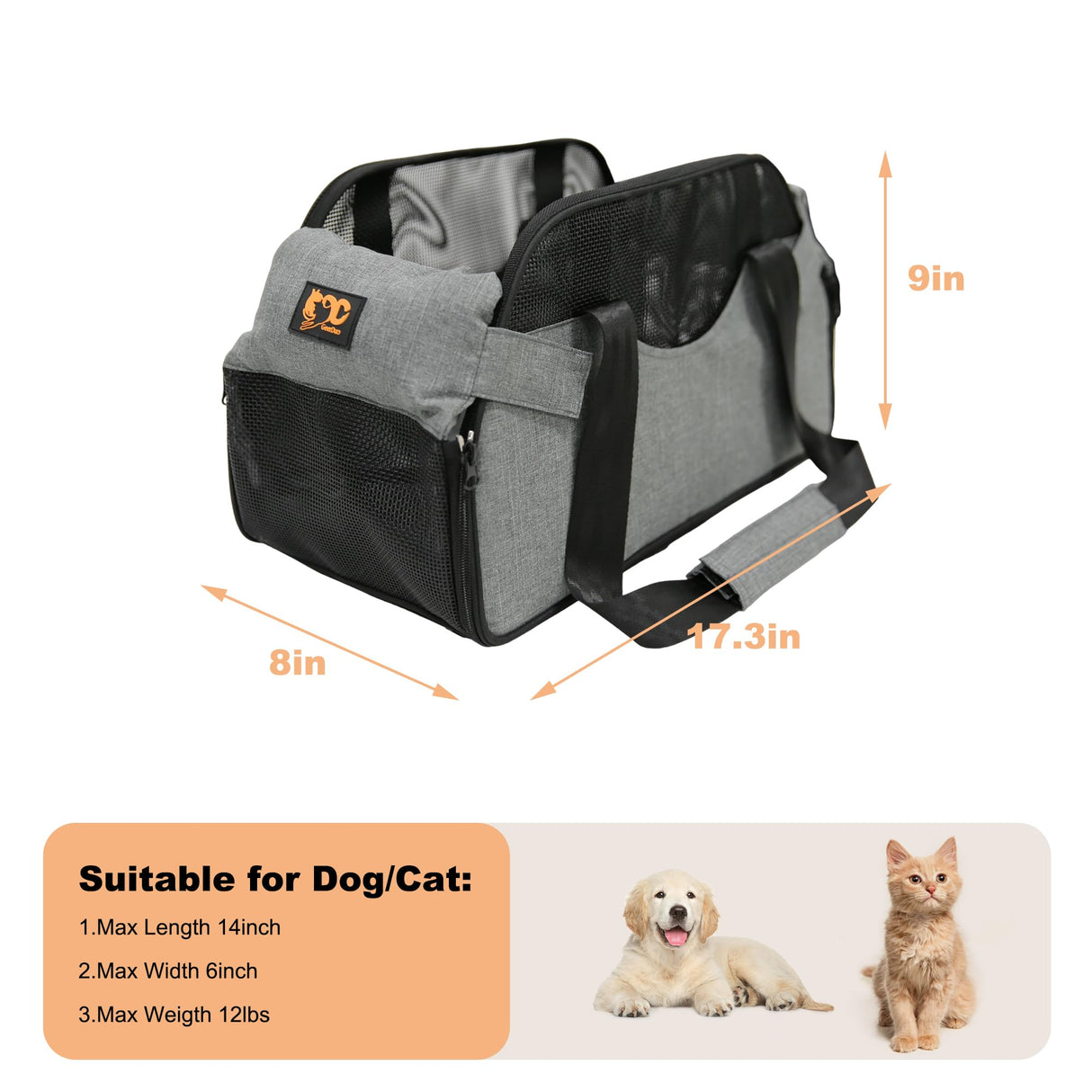 GeerDuo Center Console Dog Car Seat for Small Dogs with Mesh, Dog Booster Seat with Upgraded Safety Tethers, Detachable Washable Pet Car Seat Travel Bed Under 25lbs(Mesh)