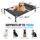 Simple Trending Elevated Dog Bed for Large Dogs, Cooling Raised Pet Cot with Bolster, Breathable Outdoor Couch Bed, 44.5" x 31", Black