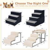VERASCOT Dog Stairs for Small Dogs and Cats 18.5" H 4-Step Dog Steps for High Bed Couch and Sofa High-Density Foam Pet Stairs with Supporting Board Pet Steps with Non-Slip Bottom Washable Cover
