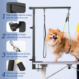 Pawaboo Dog Grooming Table Arm with Clamp, 35" Adjustable Dog Grooming Stand and Free Two No Sit Haunch Holder with Groom Loop, Foldable Home Dogs Groom Tool for Small Medium Pet, Groomer Partner