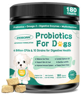 Probiotics for Dogs, Dog Probiotics with Digestive Enzymes, Prebiotics, Omega-3 & 6 and Vitamin for Dogs Digestive Health, 6 Billion CFUs for Gut Health and Immune Support, 180 Freeze-Dried Chews