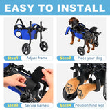 Dog Wheelchair for Back Legs – Adjustable Height/Length/Width, Sturdy Wheelchair with All-Terrain Shock-Absorbing Wheels, Mobility Support for Injured or Disabled Small & Medium Dogs & Cats, Blue (M)