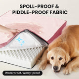 OhGeni Orthopedic Waterproof Dog Bed for Large Dogs, Machine-Washable Removable Cover in Easy-Clean Fabric, High Density Foam & Easy-Carry Handle, Wider and Larger, 44 inch (Pink)