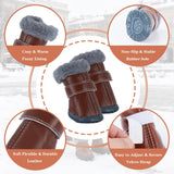 Dog Cowboy Boots for Small Dogs, Dog Shoes and Paw Protectors with Soft Gray Fluffy Lining, Non-Slip Rubber Sole, Adjustable Velcro Strap for Secure Fit, Perfect for Winter Snowy Days