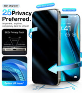 UltraGlass Ultra 9H+ Glass for iPhone 16 Pro Max Privacy Screen Protector [No.1 Military Grade Shatterproof & 100% Anti Spy] Glass Privacy Screen iPhone 16 Pro Max Tempered [Longest Durable] 2 Pack