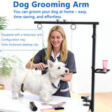 Lazaluking Dog Grooming Table Arm with Clamp (33"-43") | Extendable, Foldable Stand & Restraint with Grooming Hammock, No-Sit Rope, Tray & Bag | for Small/Medium Dogs at Home & Salon