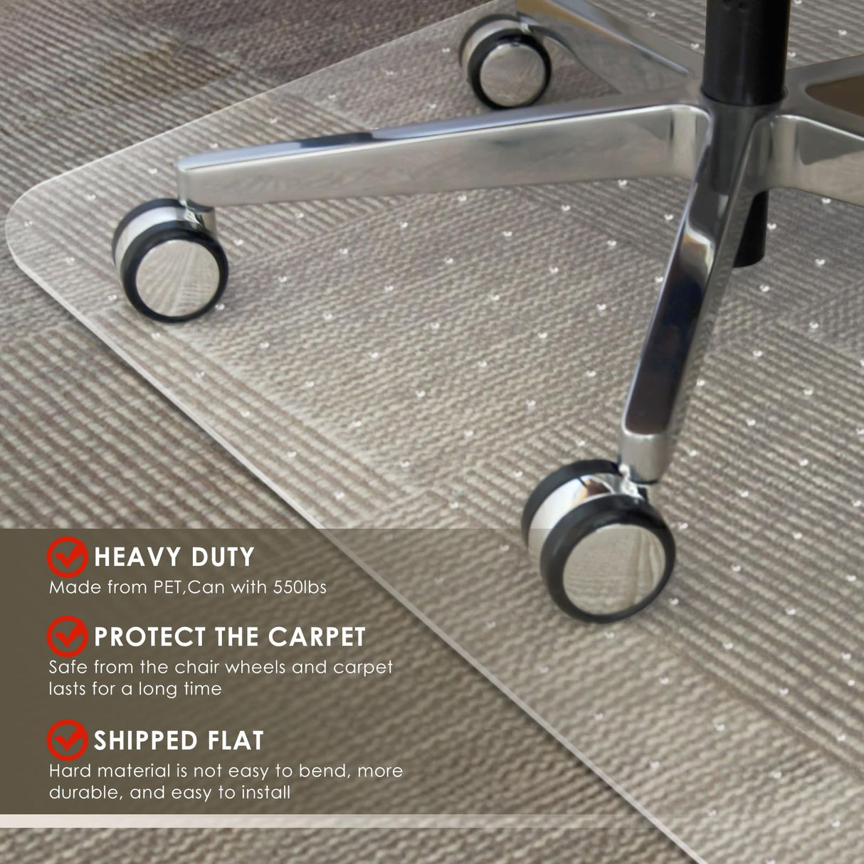 Azadx Heavy Duty Office Chair Mat for Carpet 32" x 48" Hard Material Chair Mat for Carpeted Floor Slip Resistant Carpet Protector for Home Office Easy Glide Desk Floor Mat for Office Chair on Carpets